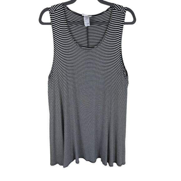 Poetry Black White Striped Short Lightweight Stretchy Soft Summer Tank Dress XL - Picture 1 of 3